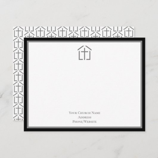 教会の名前ロゴのクロスグレーのノートカード ノートカード (正面/裏面)