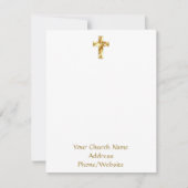 教会の名前金ゴールドクロスエレガントノートカード ノートカード (正面)