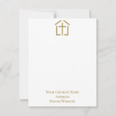 教会の名前金ゴールドクロスシンプルメモカード ノートカード (正面)