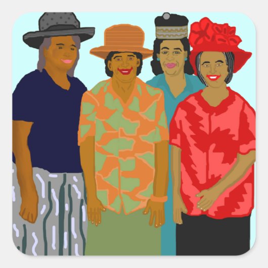 教会の女性ステッカー スクエアシール (正面)