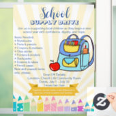 教会の学校用品ドライブ寄付バックパック ウィンドウサイン (ホーム)