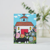 教会の守護者の猫とネズミのはがき ポストカード (スタンド正面)