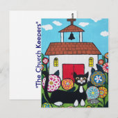 教会の守護者の猫とネズミのはがき ポストカード (正面/裏面)