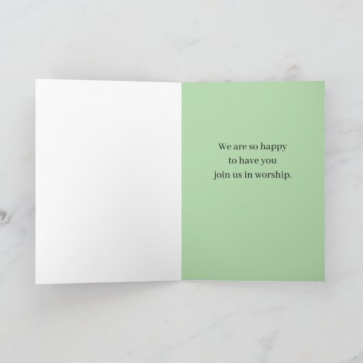 教会の宗教礼拝の水の色へようこそ カード (内部)