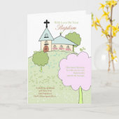 教会の小さな場面で洗礼式のグリーティングカード カード (黄色い花)