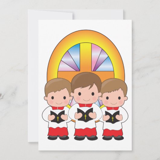 教会の少年合唱団が歌うクリスマスなどのキリスト教のお祝い 招待状 (正面)
