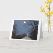 教会の尖塔の上の月 カード (黄色い花)