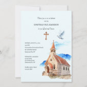 教会の尖塔の司祭の献身 招待状 (正面)