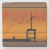 教会の屋根でラヴェンスをほめたたえる歌を歌う ストーンコースター (正面)