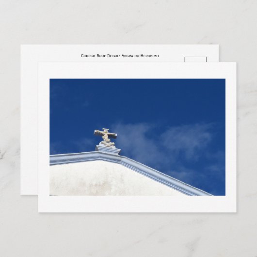 教会の屋根の詳細：アングラ、テルセイラ、アゾレスのポストカ ポストカード (正面/裏面)