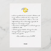 教会の式お祝いモダン、スクリプ結婚ト 箔招待状 (裏面)