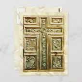 教会の扉に十字架を刻む ポストカード (正面/裏面)