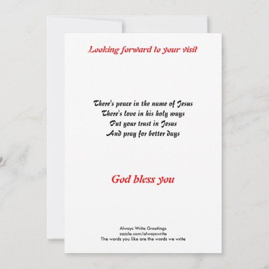 教会の招待 招待状 (裏面)