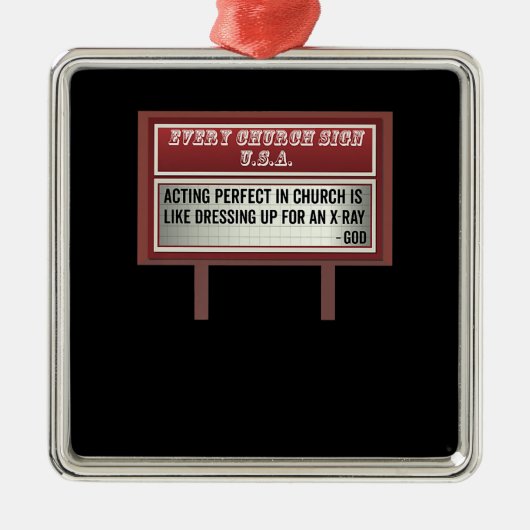教会の掲示板、キリスト教ジョーク、演技 メタルオーナメント (正面)