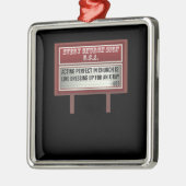 教会の掲示板、キリスト教ジョーク、演技 メタルオーナメント (左)