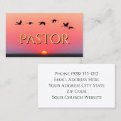 教会の日没の鳥ピンクのクリスチャン 名刺 (正面/裏面)