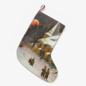 教会の木に行く雪の月の星 スモールクリスマスストッキング (正面 (吊り時))