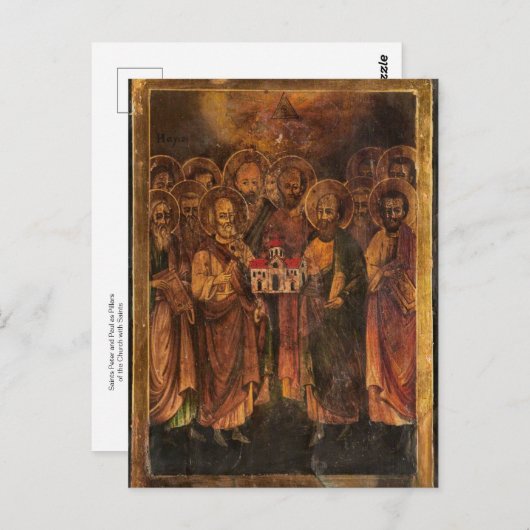 教会の柱としてペテロとパウロを聖人とする ポストカード (正面/裏面)