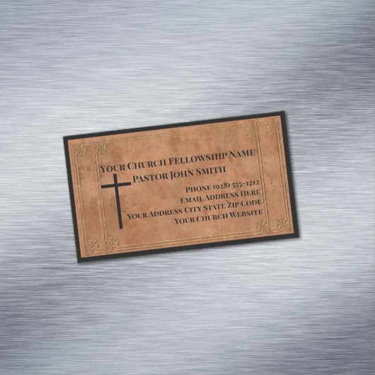 教会の牧師のスタンプされた革のクリスチャンエレガントス マグネット名刺 (インサイチュ)