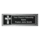 教会の牧師の上品なシルバーとブラック 名札 (正面)