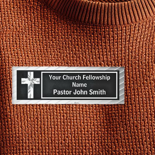 教会の牧師の上品なシルバーとブラック 名札