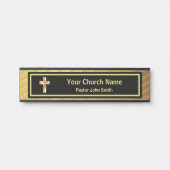 教会の牧師の上品な金ゴールドとブラック サインプレート (正面)