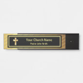 教会の牧師の上品な金ゴールドとブラック サインプレート (正面)