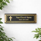 教会の牧師の上品な金ゴールドとブラック サインプレート