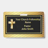 教会の牧師の上品な金ゴールドとブラック バッジ (正面)