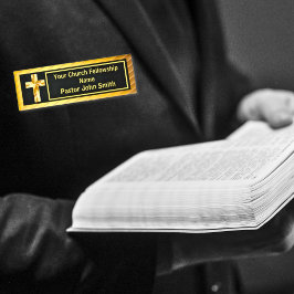 教会の牧師の上品な金ゴールドとブラック 名札