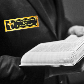 教会の牧師の上品な金ゴールドとブラック 名札