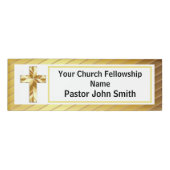 教会の牧師の上品な金ゴールドとブラック 名札 (正面)