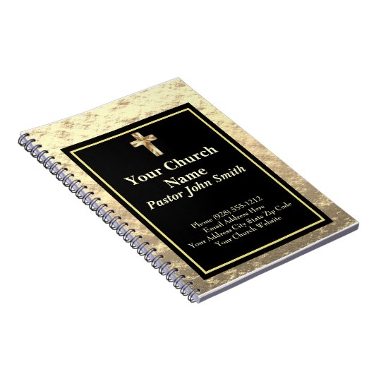 教会の牧師の上品な金ゴールドと黒いオフィスジャーナル ノートブック (右側)