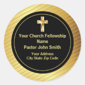 教会の牧師の上品な金ゴールドと黒いビジネス ラウンドシール (正面)