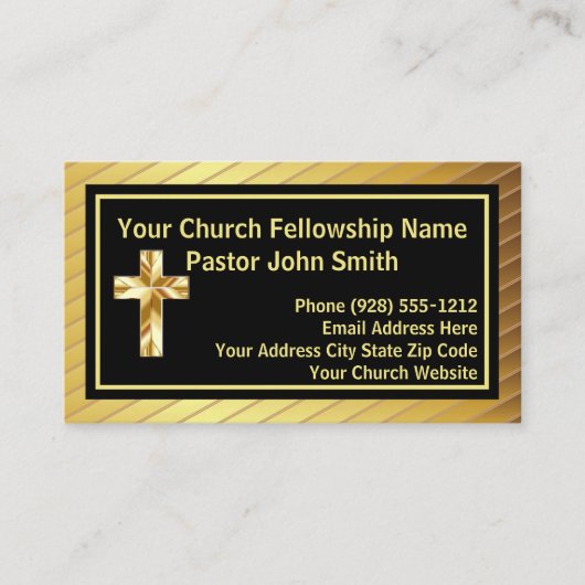 教会の牧師の上品な金ゴールドと黒の名刺 名刺 (正面)