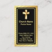 教会の牧師の上品な金ゴールドと黒の名刺 名刺 (正面)
