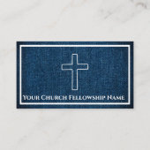 教会の牧師の十字形の頑丈なダークブルーデニム 名刺 (正面)