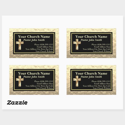 教会の牧師の金ゴールドと黒いビジネス 長方形シール (シート)