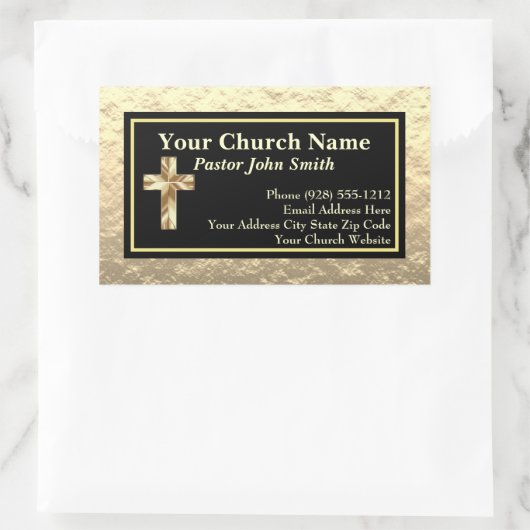 教会の牧師の金ゴールドと黒いビジネス 長方形シール (バッグ)