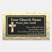 教会の牧師の金ゴールドと黒いビジネス 長方形シール (正面)