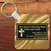 教会の牧師エレガント金ゴールドとブラック キーホルダー (正面)