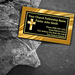 教会の牧師エレガント金ゴールドとブラック 名刺
