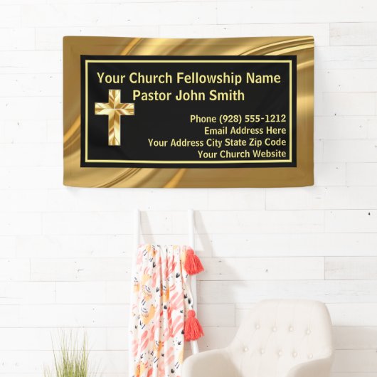 教会の牧師エレガント金ゴールドとブラック 横断幕 (インサイチュ)