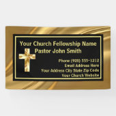 教会の牧師エレガント金ゴールドとブラック 横断幕 (横)