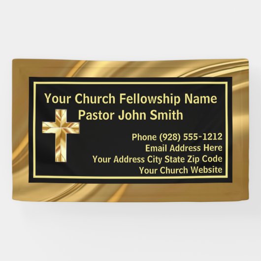 教会の牧師エレガント金ゴールドとブラック 横断幕 (横)