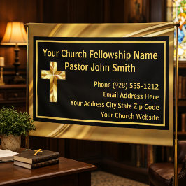 教会の牧師エレガント金ゴールドとブラック 横断幕