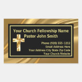 教会の牧師エレガント金ゴールドとブラック 長方形シール (正面)