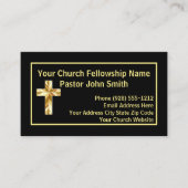 教会の牧師クラシーなブラックビジネスカード 名刺 (正面)