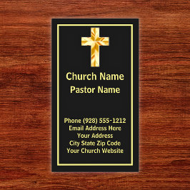 教会の牧師クラシーな黒い垂直の名刺 名刺