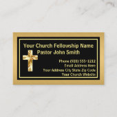 教会の牧師クラシーブラシ金ゴールドブラック 名刺 (正面)